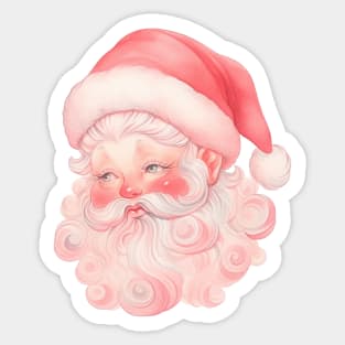 Pink Santa Claus Vintage Christmas Sticker